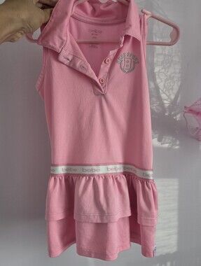 bebe Pink Sleeveless Polo Ruffle Dress
